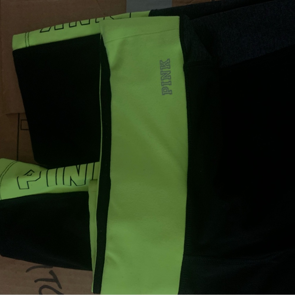 Victoria's Secret PINK Black and Neon Yellow Leggings